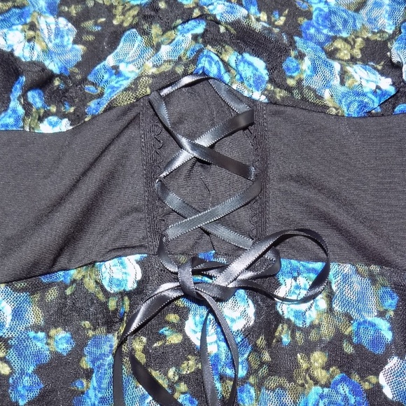 Victorian Gothic Women's Sweetheart Corset Top Blu - Picture 3 of 4